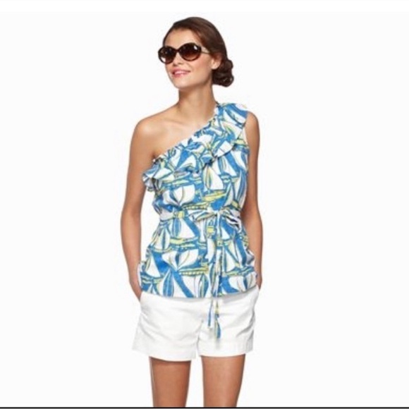 Lilly Pulitzer Tops - Lilly Pulitzer Janine Top Docksider Print one shoulder asymmetrical vacation S
